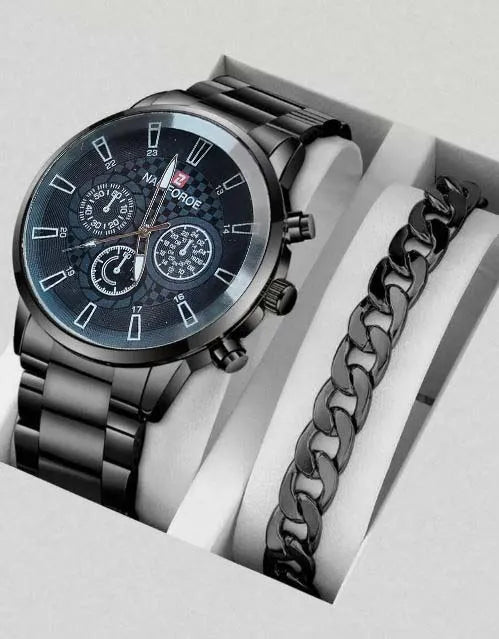 Pack of 2 Fashion Mens Stainless Steel Watches Wristwatch