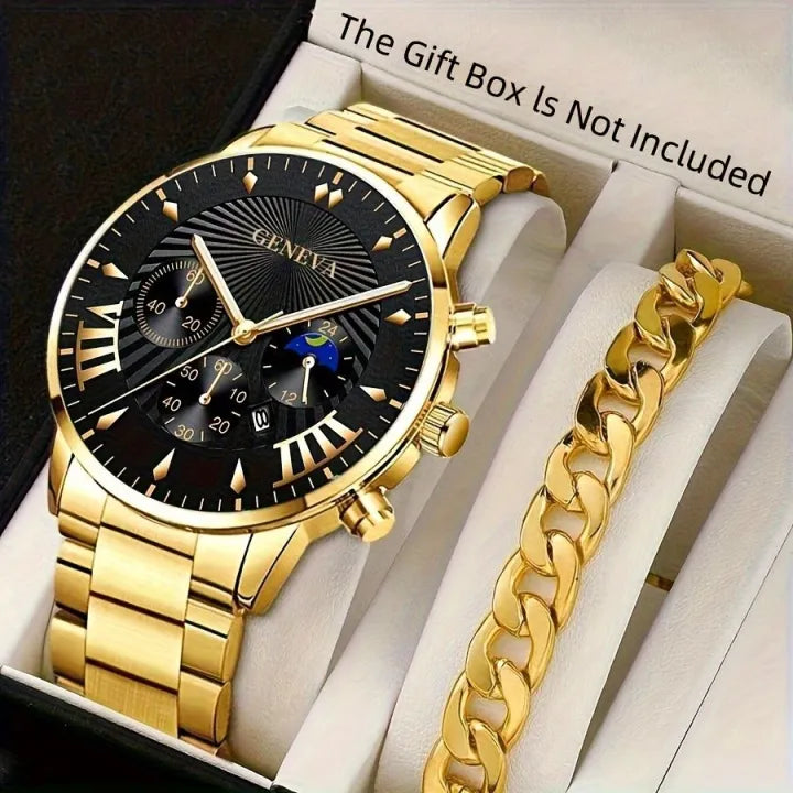 Pack of 2 Fashion Mens Stainless Steel Watches Wristwatch